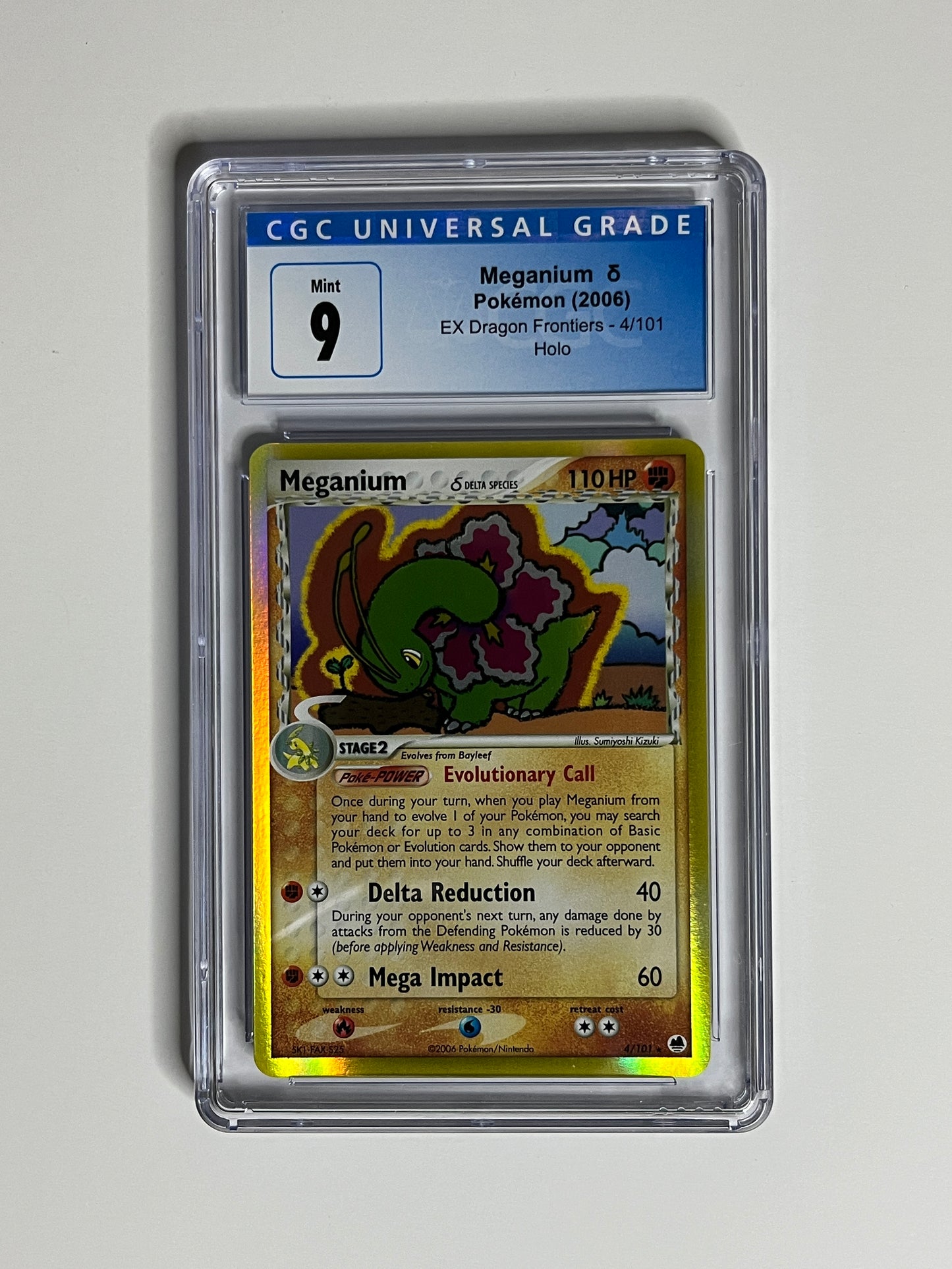 2006 Meganium Delta Species 4/101 EX Dragon Frontiers Holo CGC 9