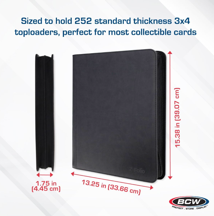 BCW Supplies Album Z-Folio 9-Pocket LX - Toploader Binder - Black