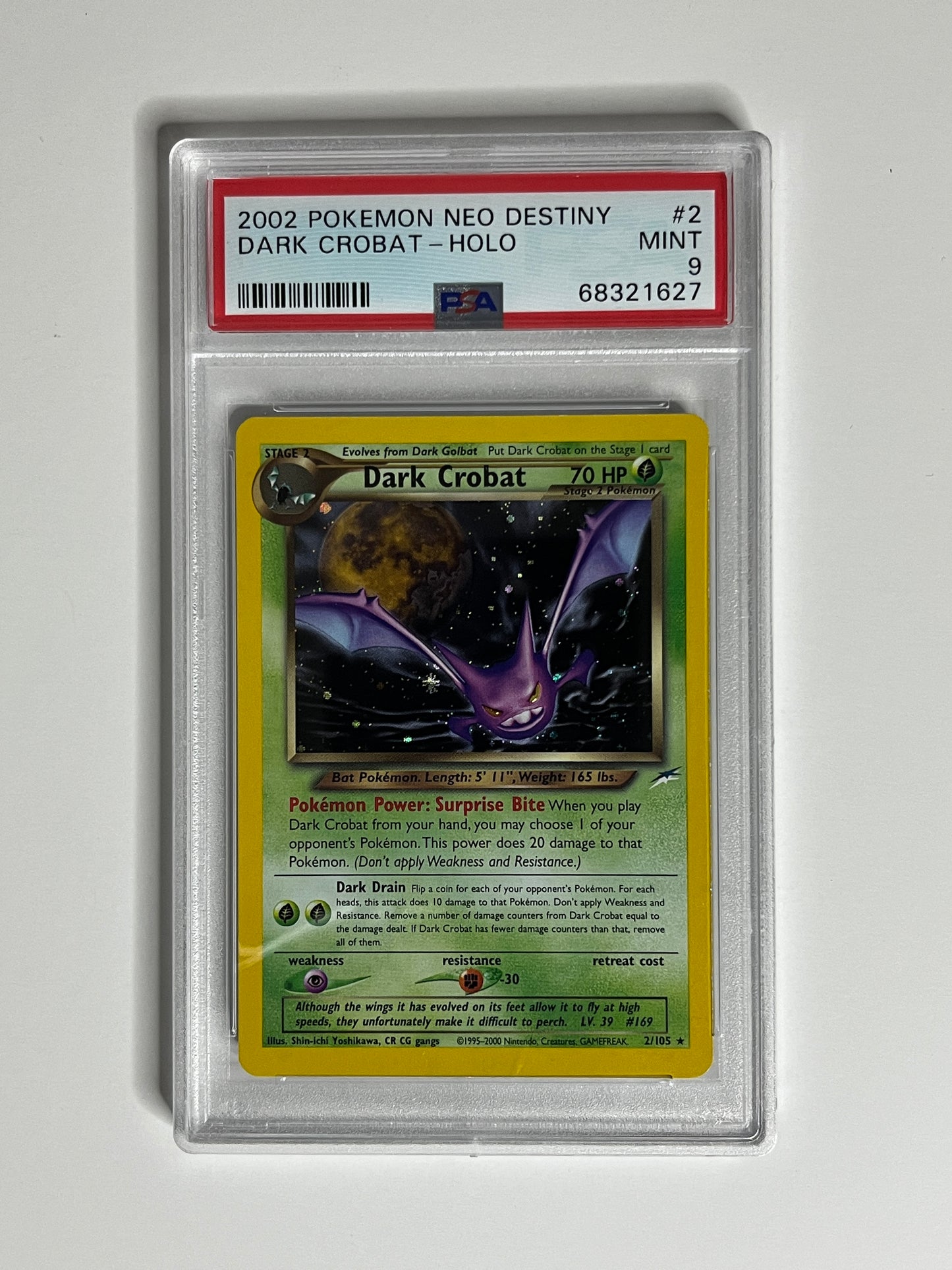 2002 Pokémon Dark Crobat #2 Holo Neo Destiny PSA 9