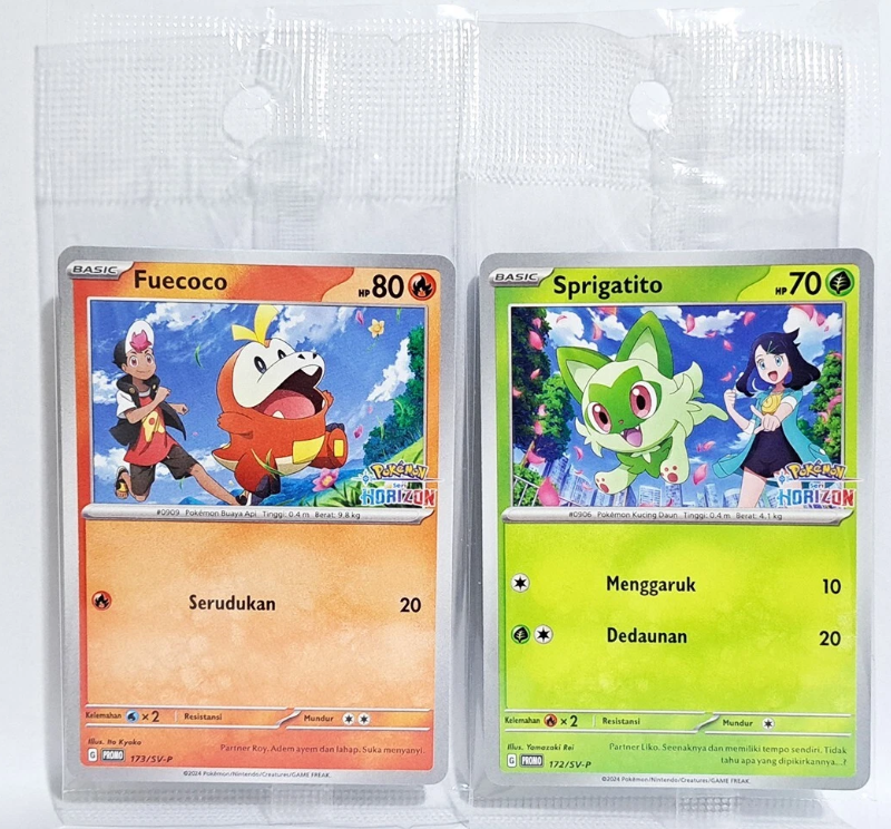 Indonesian) Pokmon TCG: Fuecoco Sprigatito Horizon Promo Card Set Spoils and Loot Indonesian) Pokmon TCG: Fuecoco Sprigatito Horizon Promo Card Set Spoils and Loot