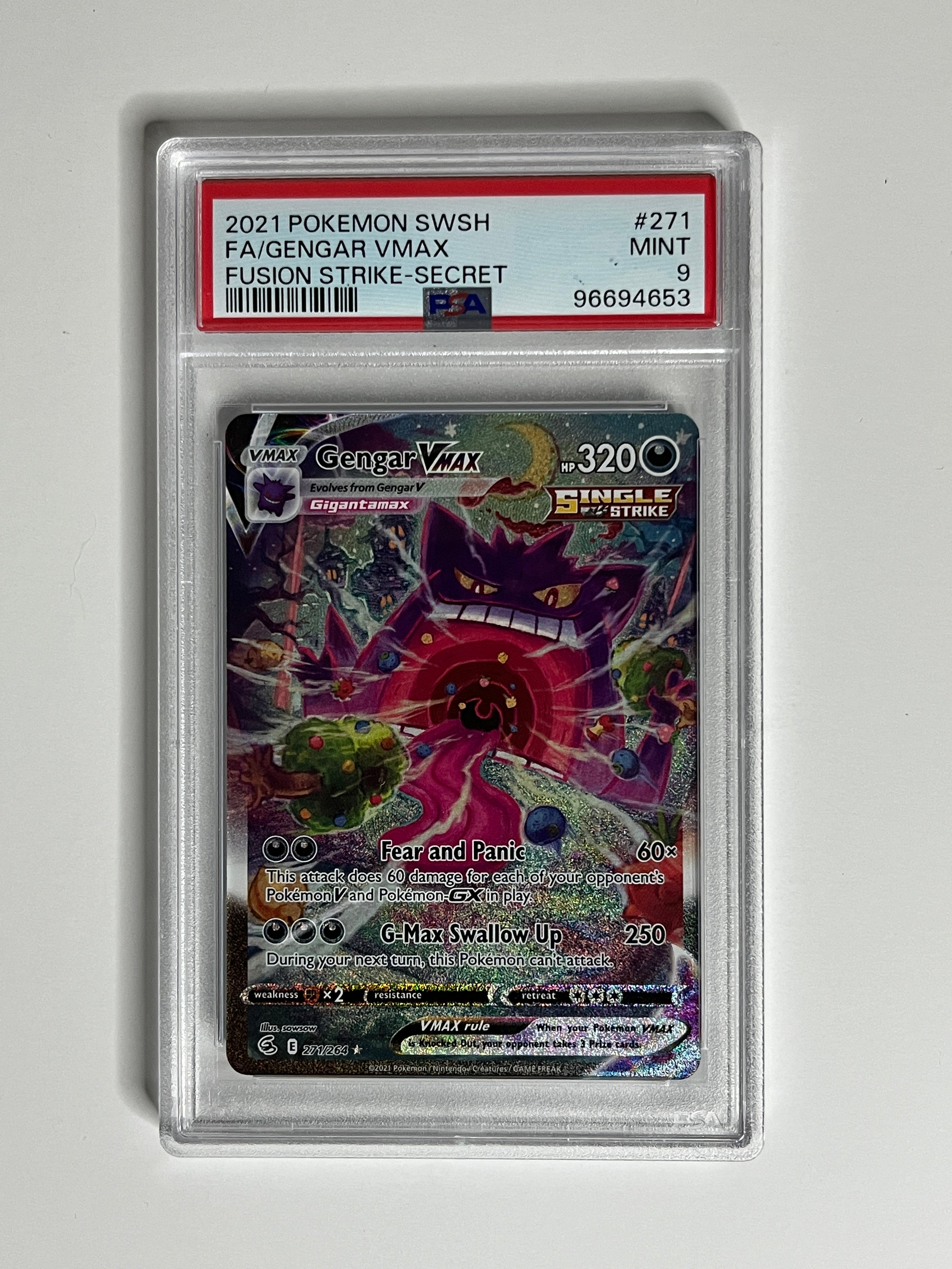 2021 Pokémon SWSH Full Art Gengar VMAX #271 Fusion Strike