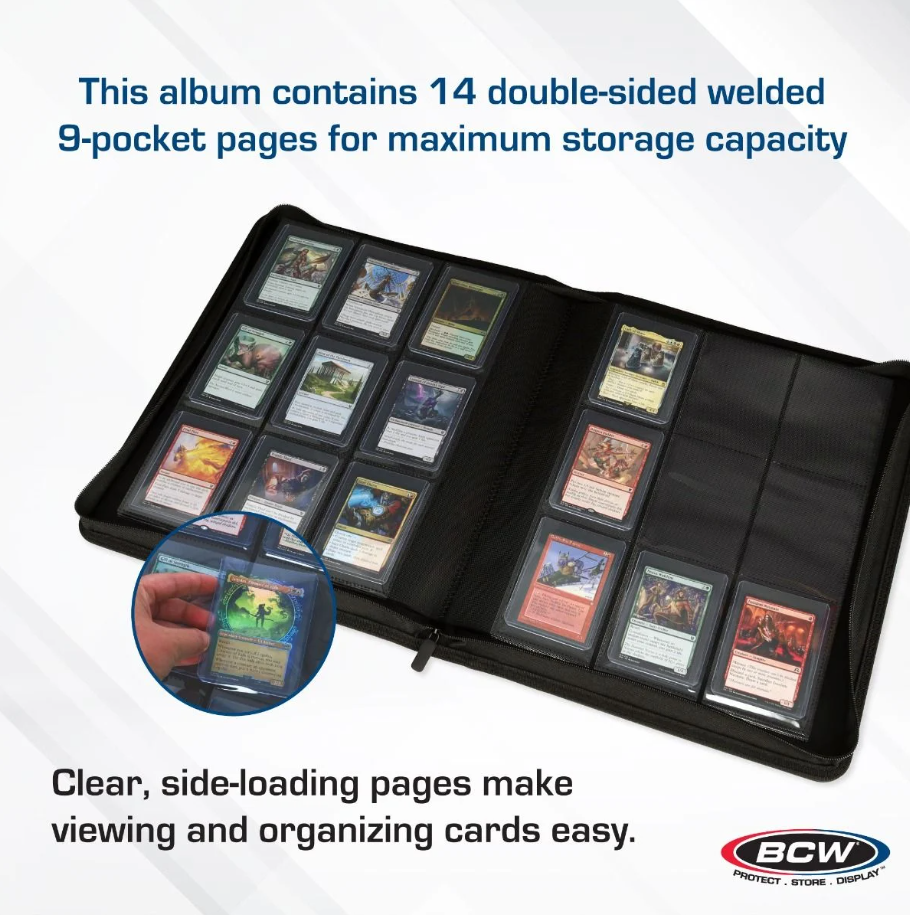 BCW Supplies Album Z-Folio 9-Pocket LX - Toploader Binder - Black