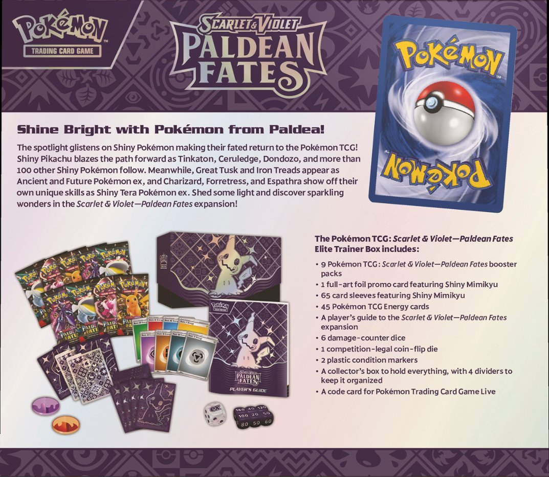 Pokémon TCG Sword & Shield - Paldean Fates Elite Trainer Box