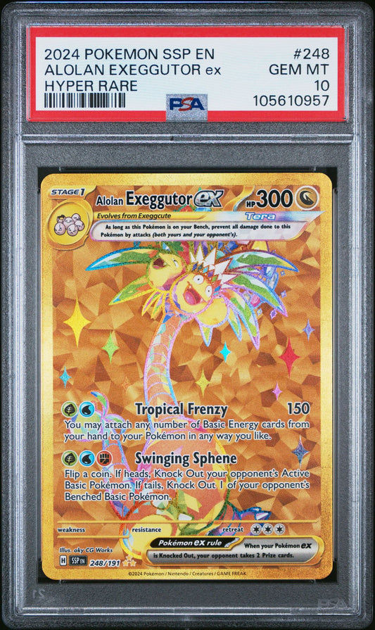 [PSA 10] 2024 Pokémon Surging Sparks Alolan Exeggutor ex Hyper Rare #248
