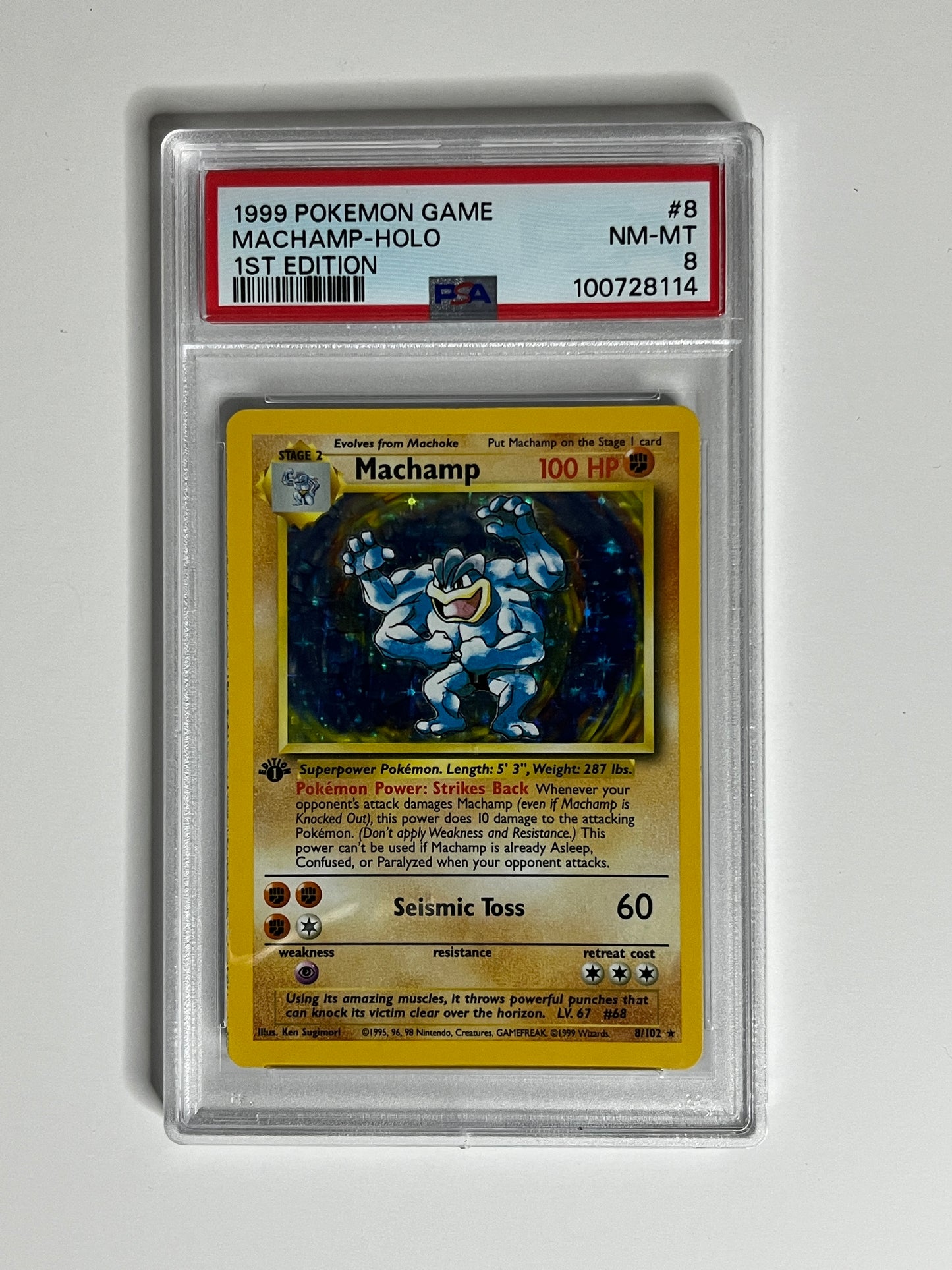 1999 Base Set Machamp #8 Holo 1st Edition PSA 8