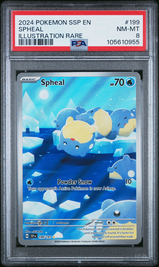 [PSA 8] 2024 Pokémon Surging Sparks Spheal Illustration Rare #199