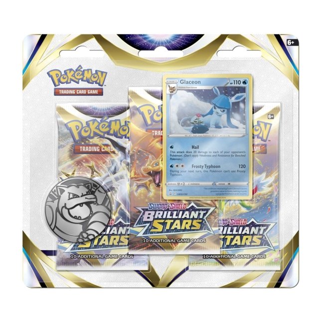 Pokémon TCG: Sword & Shield-Brilliant Stars 3 Booster Packs Blister (Glaceon)