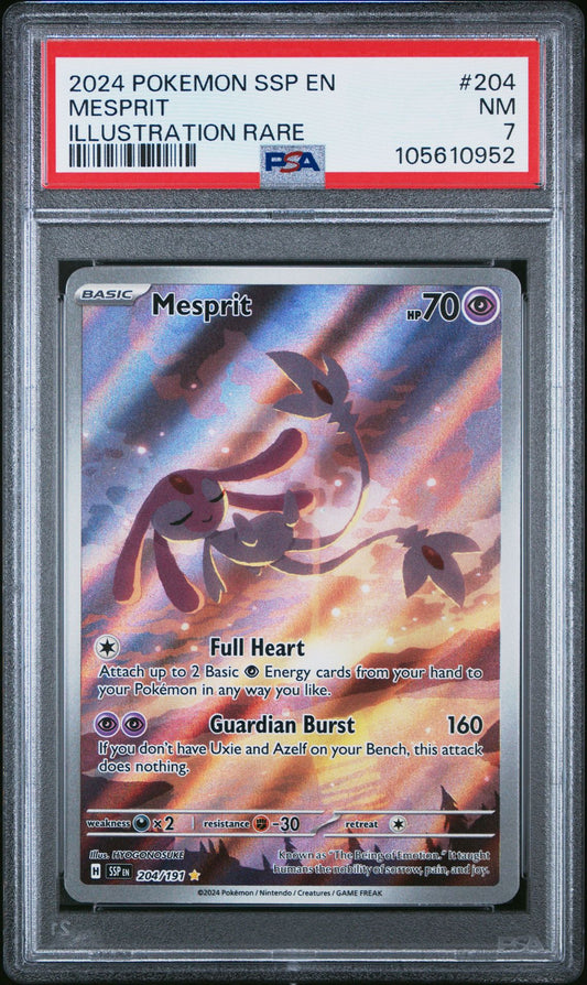 [PSA 7] 2024 Pokémon Surging Sparks Mesprit Illustration Rare #204