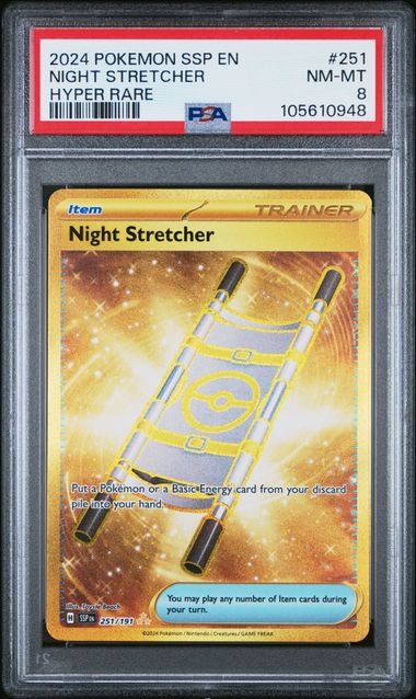 [PSA 8] 2024 POKEMON SSP EN-SURGING SPARKS #251 NIGHT STRETCHER HYPER RARE
