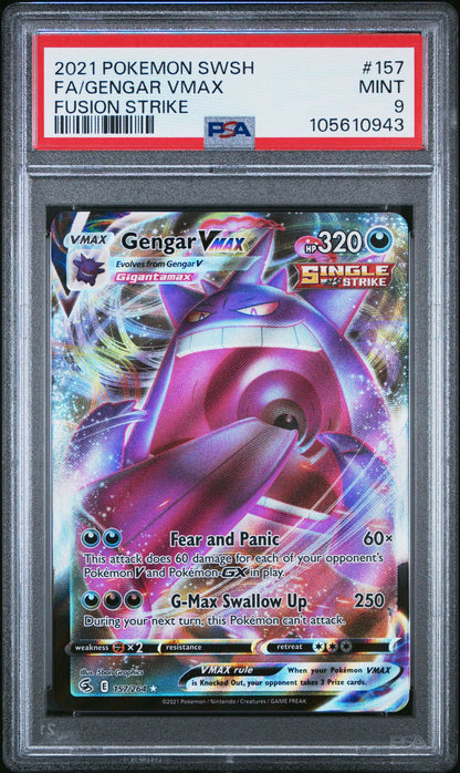 [PSA 9] 2021 Pokémon Fusion Strike Gengar VMAX Full Art #157