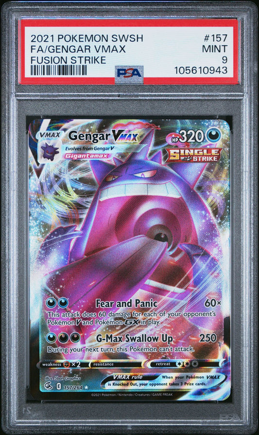 [PSA 9] 2021 Pokémon Fusion Strike Gengar VMAX Full Art #157